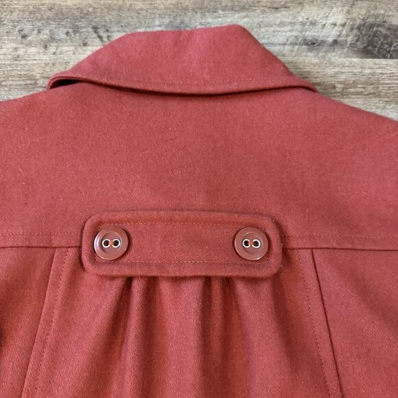 Tulle Orange Wool Button-Up Jacket Lined Short Medium Bows Feminine Preppy READ - Picture 14 of 15